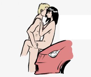 sexuální poloha na kapotě auta